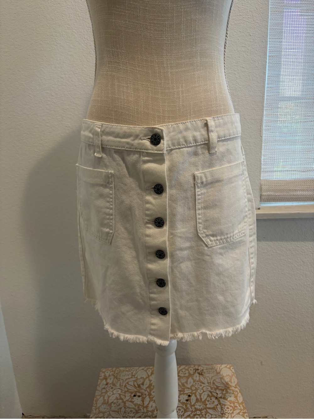 BDG urban outfitters white Button-Front Mini Skirt